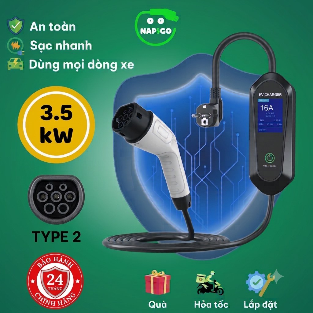 Bộ sạc di động NAPIGO 3.5kW màu xanh